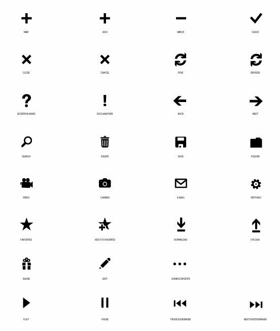 free vector [Download] Application Bar Icons for Windows Phone 7 Series